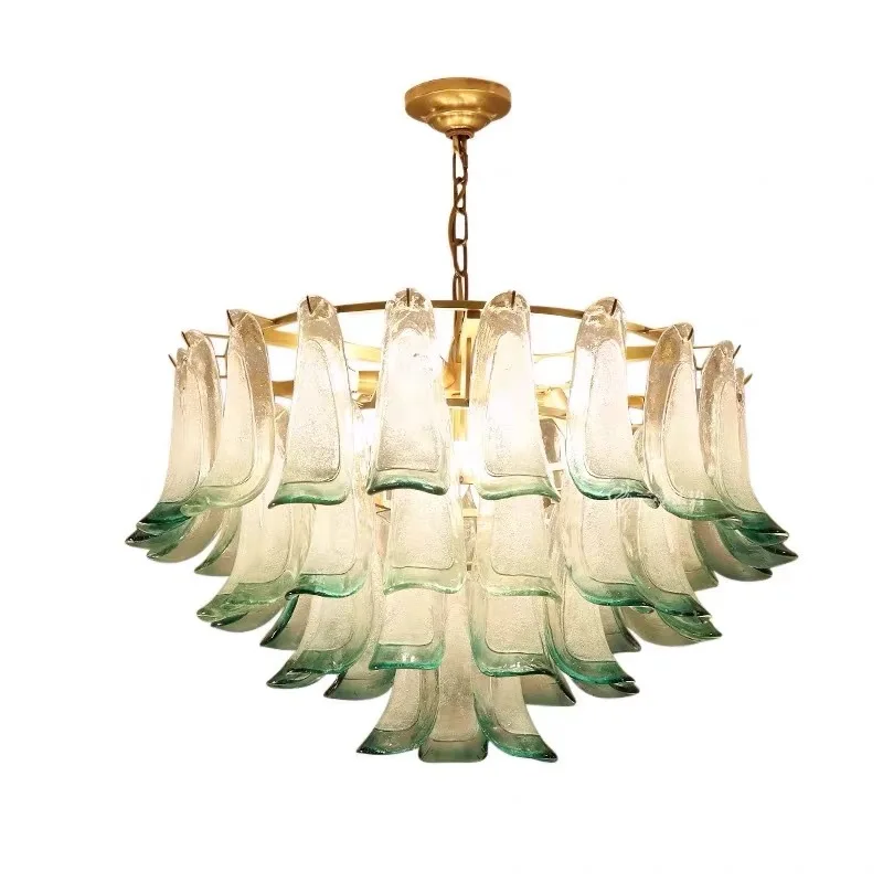 Modern Glass Chandelier with Metal Iron Switch Control AC Powered for Home Office