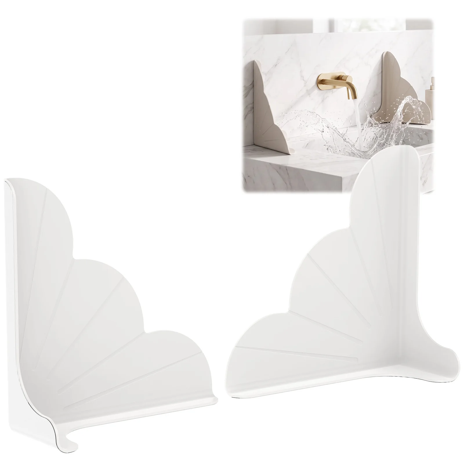 2Pcs Self- Adhesive Shower Splash Guard Silicone Bathtub Water Guards Easy to Install Wash Basin Water Tub Corner Blocking