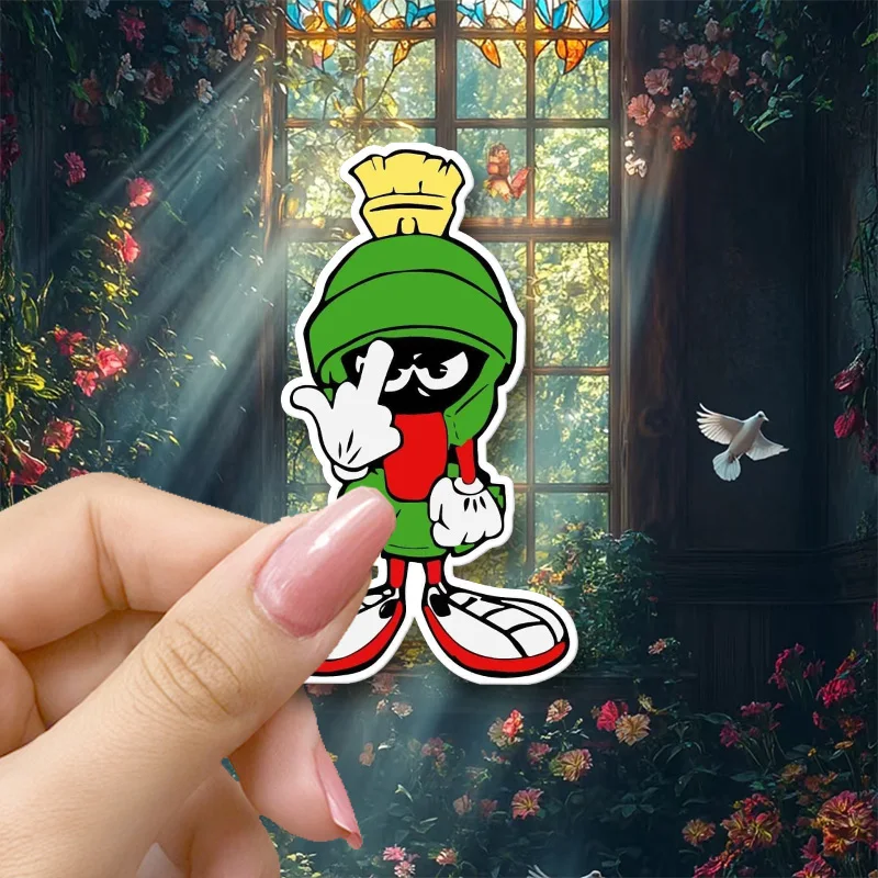 Pegatina de Marvin el Marciano - Diseño de Personaje de Dibujos Animados en Vinilo para Laptop, Teléfono, Funda de Teléfono