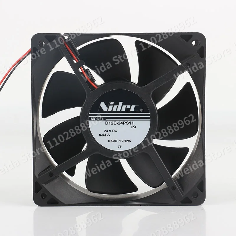 D12E-24PS11 Original NIDEC 12038 24V 0.53A 12CM Double Ball Bearing Two-Wire 120X120X38MM Frequency Converter Cooling Fan