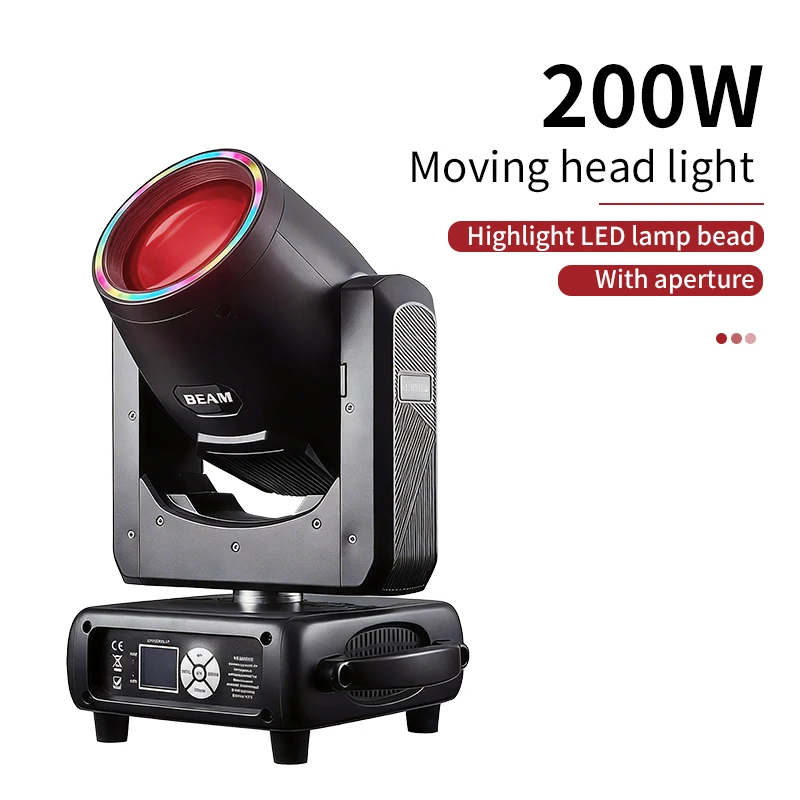 LED DMX 200W beam moving head light patterned + white circle effect with prism effect suitable for DJ parties bars performances