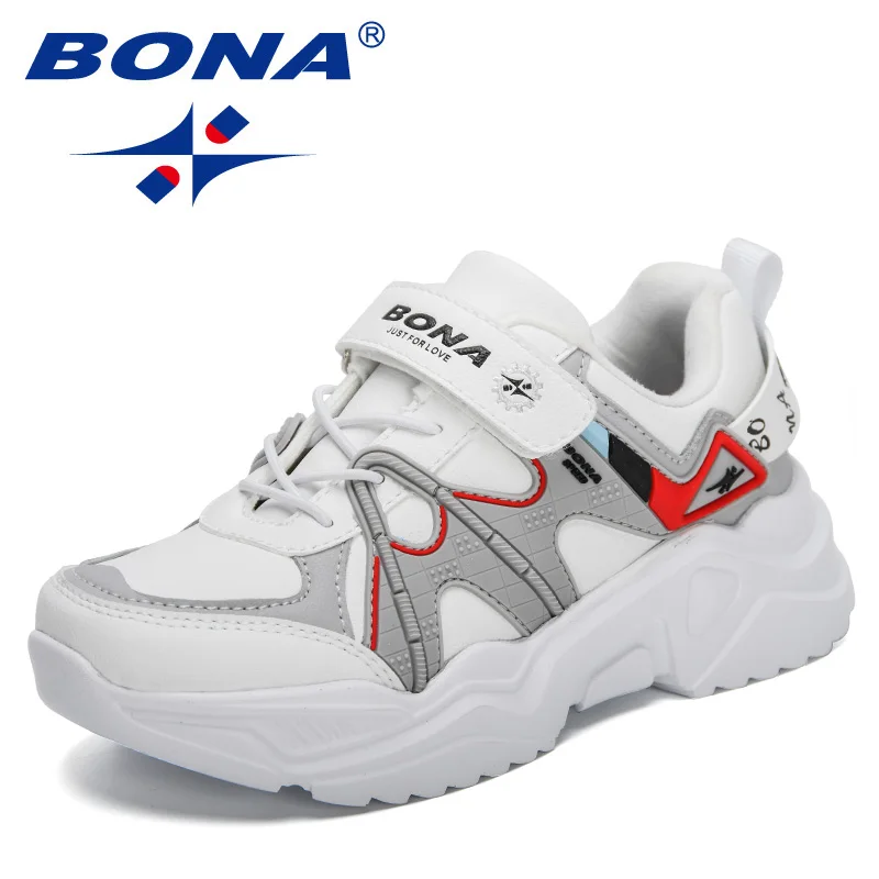 

BONA 2022 New Designers Breathable Sport Sneakers Boys Non-slip Outdoor Jogging Footwear Girls Walking Trainning Shoes Children