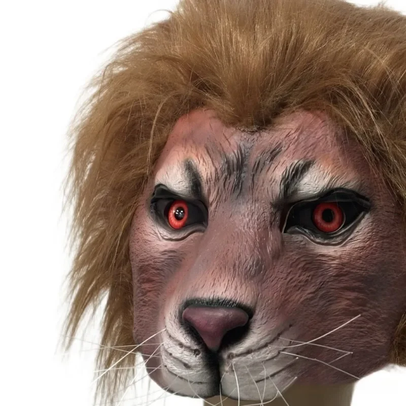 Lion King Head Masks  Animal Latex Mask Lion Headcover Halloween Cosplay Lion King Masks Party Masques Costume Props Lion Head