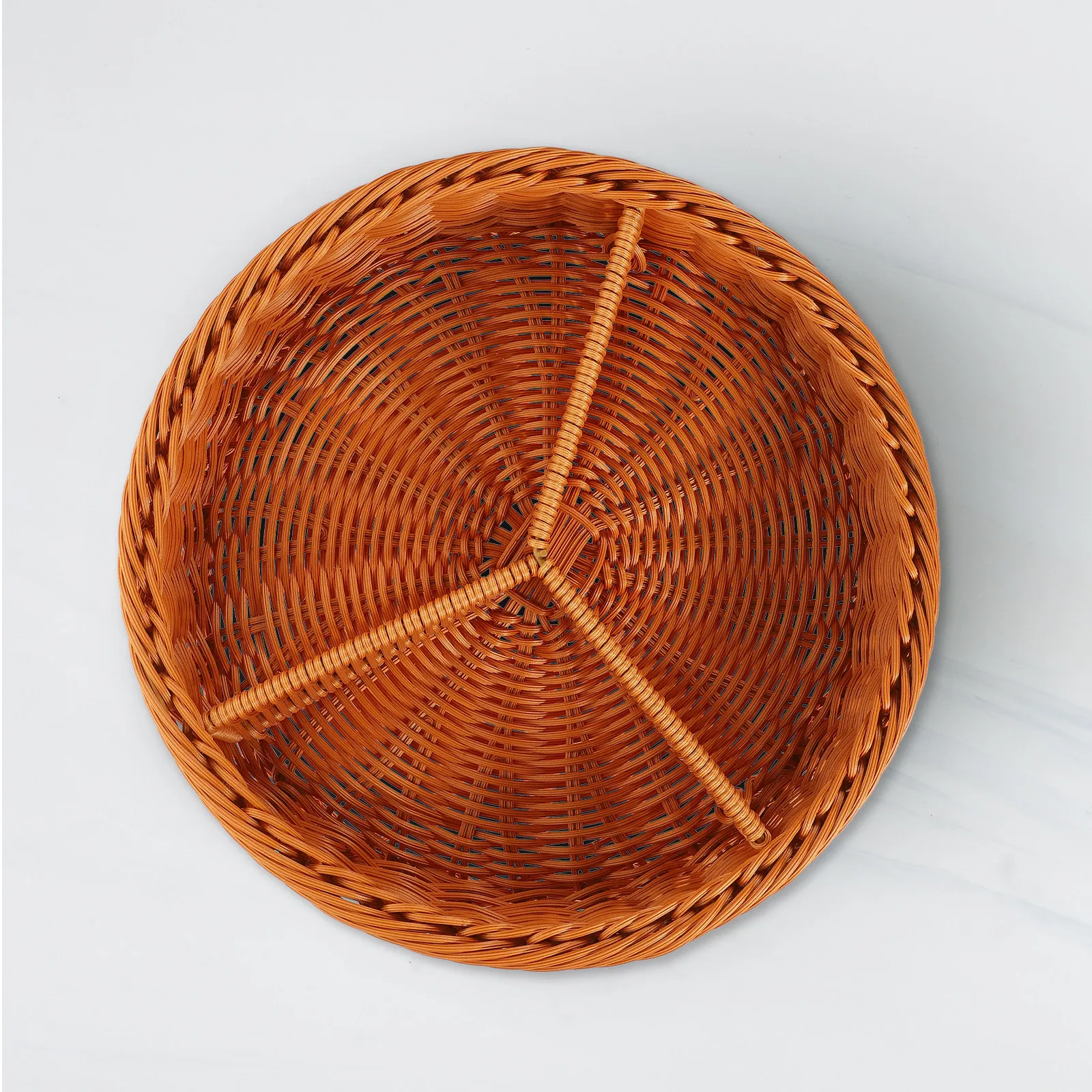 Multi-Grid Woven Storage Basket for Fruits Snacks Bread Household Kitchen Decorative Fruit Tray Rustic Imitation Rattan Woven