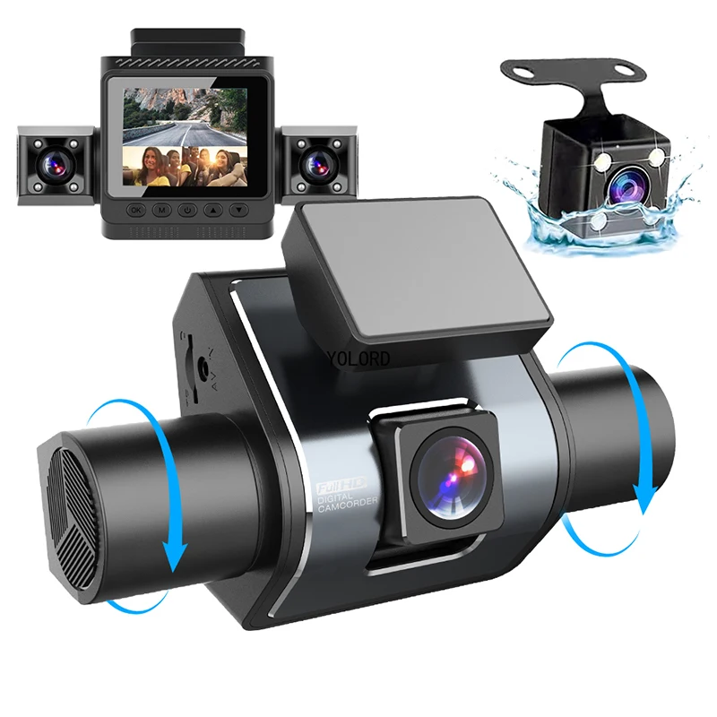 4CH Car Dash Cam 4 Channel Black Box Driving Camera 1080P IPS Front Left Right Rear Night Vision Loop Recording