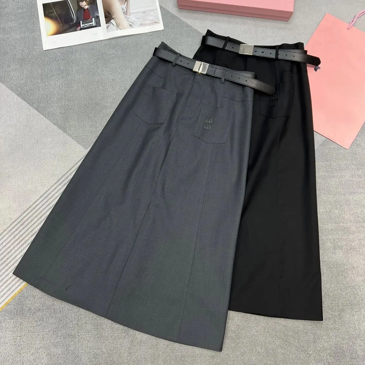 

Летняя юбка трапециевидной формы с подолом, версия 2025 г., модные женские юбки, повседневная юбка-миди на весну и осень