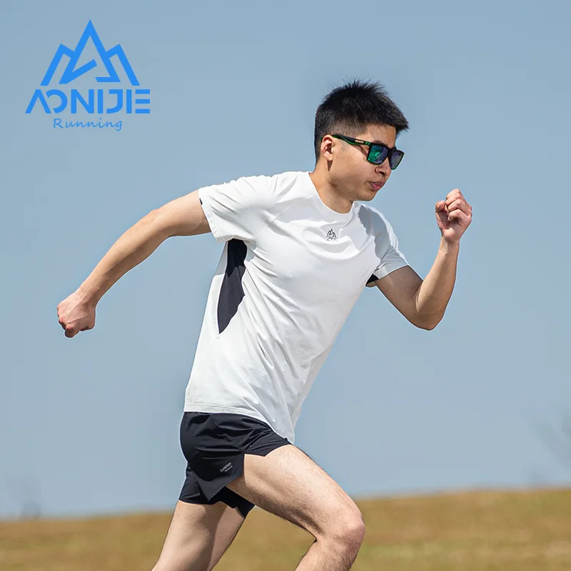 AONIJIE FM5157 Men Male Sports Quick Drying T-shirt Breathable Running Tees Summer Short Sleeve For Daily Gym Fitness