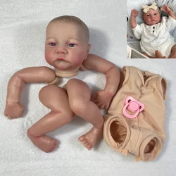 MRB 19 inch Already Painted Reborn Doll Parts Levi Awake Lifelike Baby 3D Painting with Visible Veins Cloth Body Included