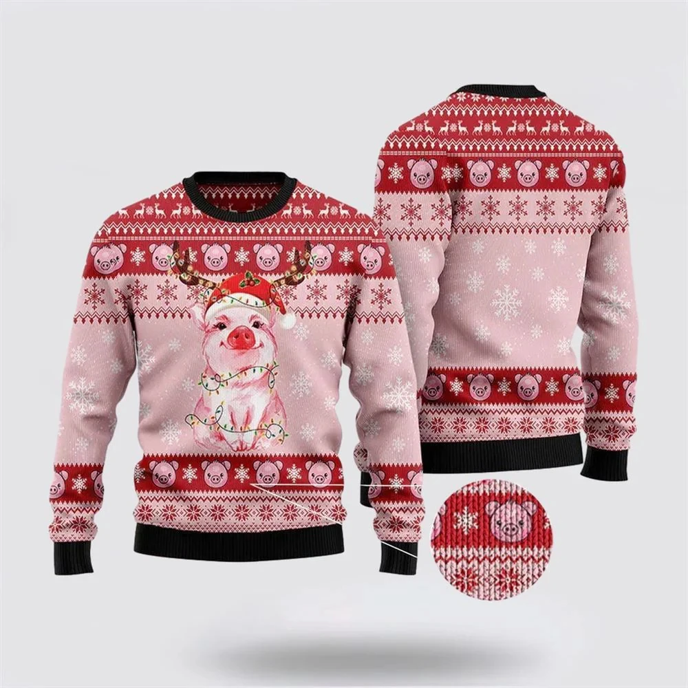 

Cute Pig Graphic Unisex Ugly Christmas Sweater For Men Women Clothes Harajuku Fashion Male Streetwear Casual Man Y2k Pullovers