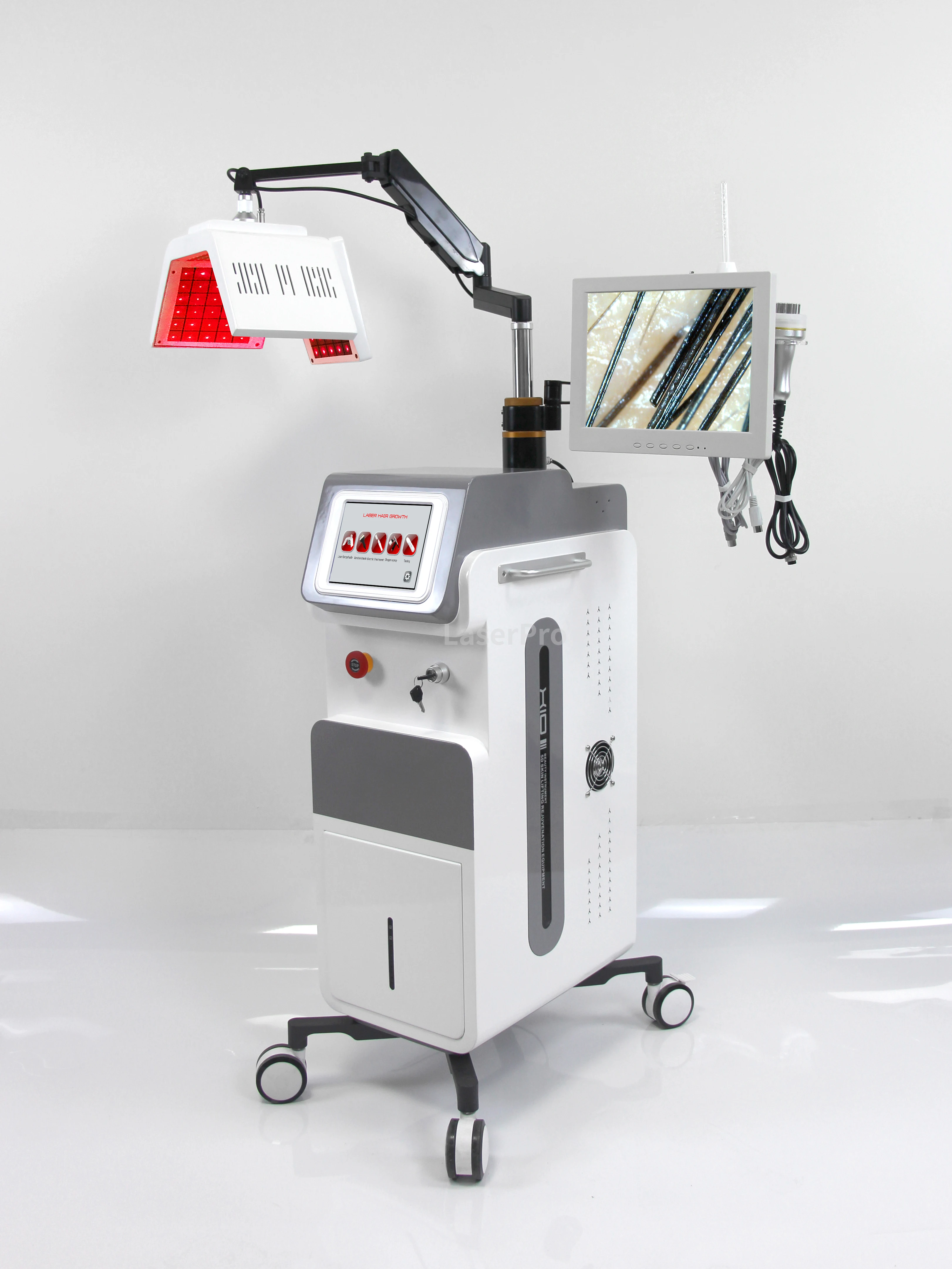 เครื่องเลเซอร์ไดโอด650nm ระดับมืออาชีพสำหรับการตรวจสภาพเส้นผมเครื่องปลูกผมเครื่องดูแลเส้นผมเครื่องปลูกหนังศีรษะเพื่อการฟื้นฟูเส้นผม