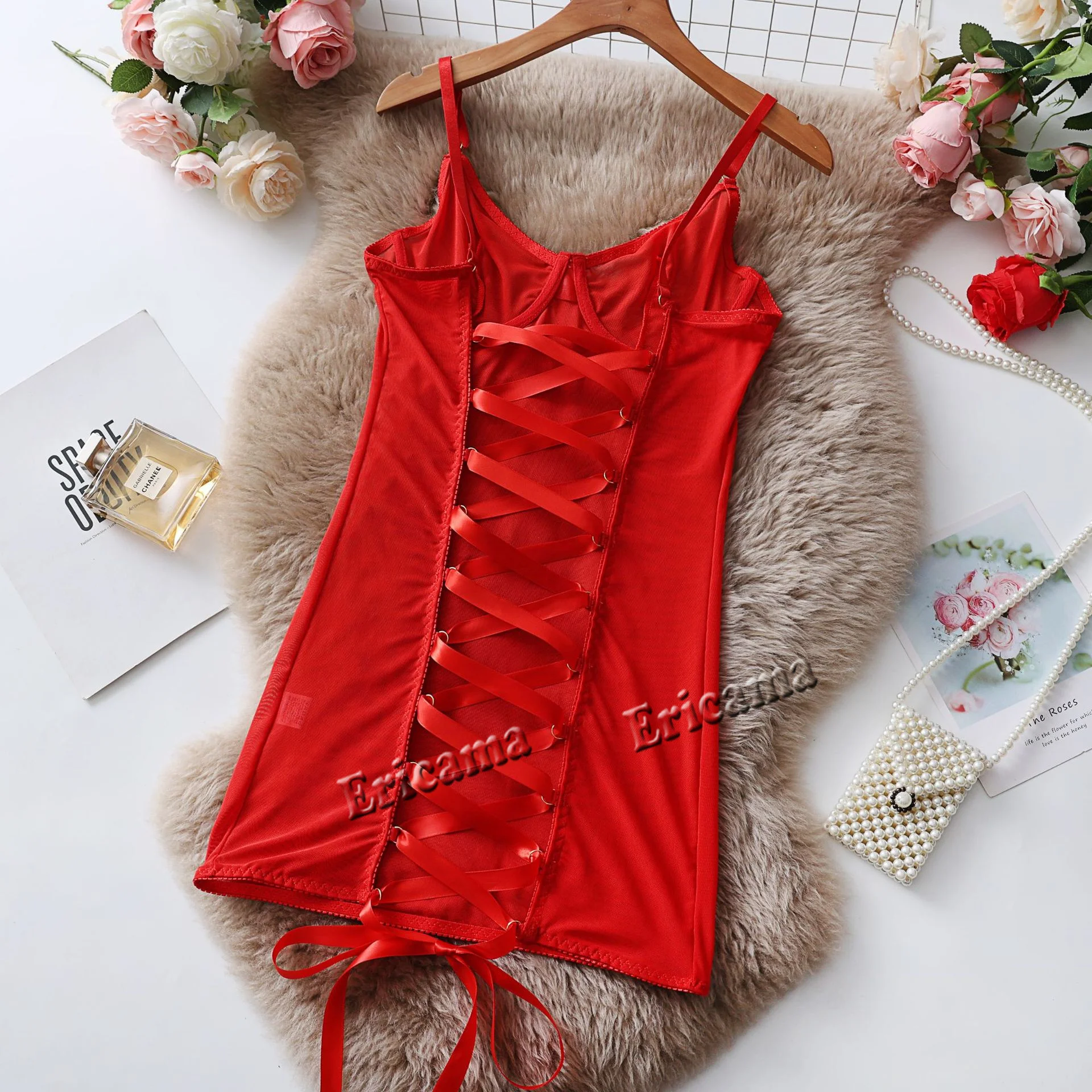 Women Transparent Bra And Panty Set Underwear Set Hot Erotic Sexy Costumes Underwear Open Bra Thong 