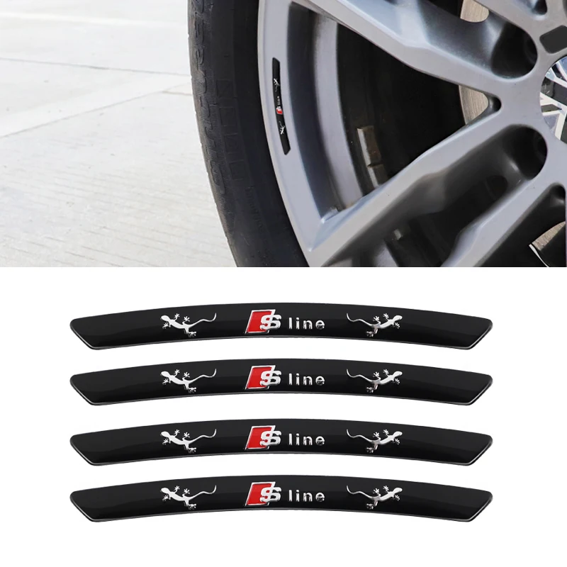 4pcs Alloy Car Wheel Hub Stickers Quattro Emblem Accessories For Audi Sline A1 A3 A4 B8 B7 B6 A5 A6 A7 A8 Q2 Q3 Q5 Q7 TT