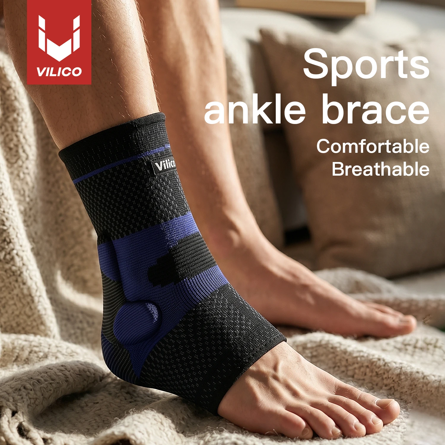 1Pc Adjustable Ankle Brace for Men & Women, Compression Ankle Support Sleeve for Plantar Fasciitis, Sprain, Arthritis, Achilles