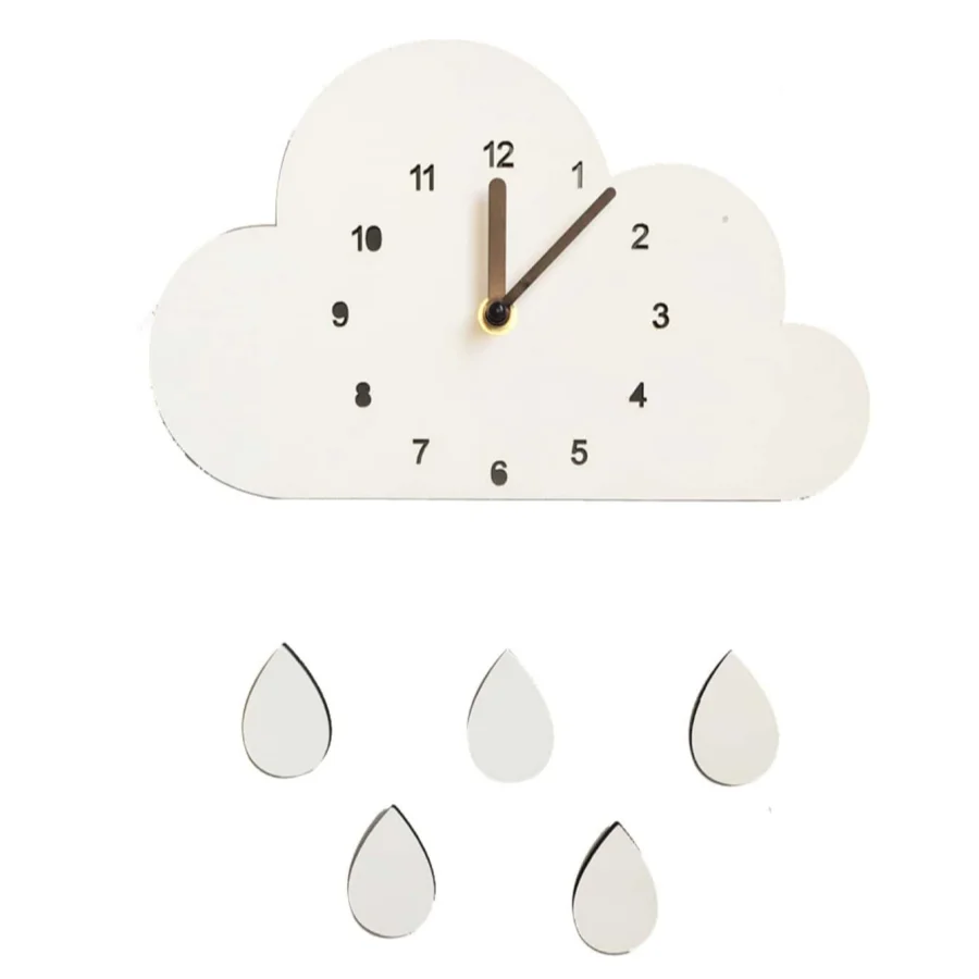 1pc Wolke Wasser tropfen stille Uhr einfache Dekoration Schlafzimmer Kinder bekleidungs geschäft Dekoration Cartoon geformte Wand dekoration