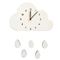 1pc Cloud Water Drops Silent Clock Simple Decoration Bedroom Children's Clothing Store Decoration Cartoon Shaped Wall Decoration