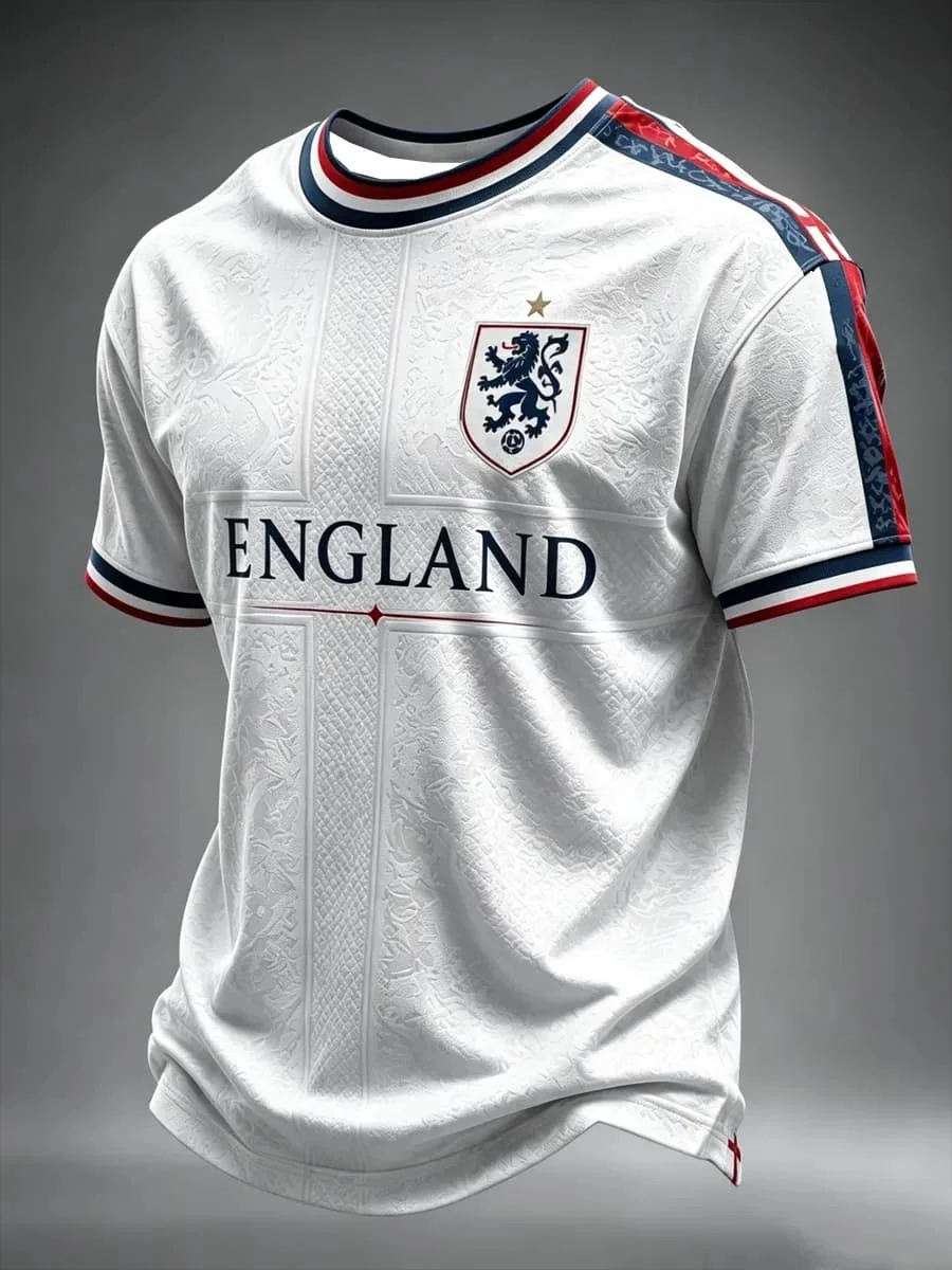 2026 New Men England  Football Jersey Crew Neck Short Sleeve Navy Striped Collar Cuff National Fan Sports T-shirt