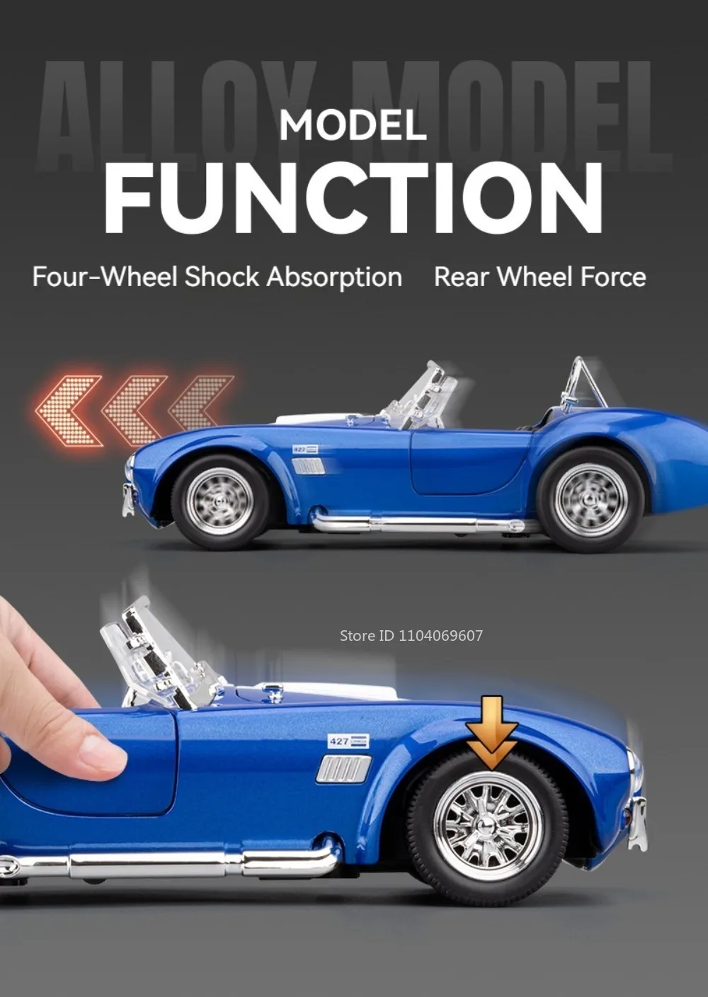 1:24 Viper Cobra Modellspielzeug, Sportwagen, Legierung, Druckguss, Ton, Licht, Türen geöffnet, zurückziehen, exquisite Innensammlung, Supercars – Detail 16