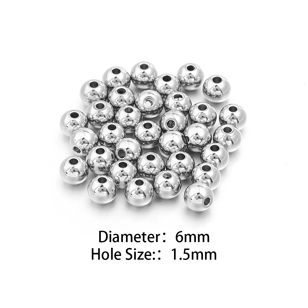 10-100 Stück hochwertige Edelstahlperlen für die Schmuckherstellung, lose Abstandshalter-Rundperlen, DIY-Armband, Halskette, Großhandel, 2-10 mm – Detail 12