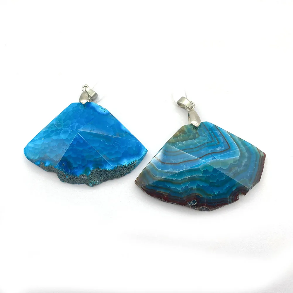 

Natural Stone Dragon Scale Agate Pendants Fashion Jewelry DIY Making Necklace Irregular Fan Shape Geometric Charms Accessories