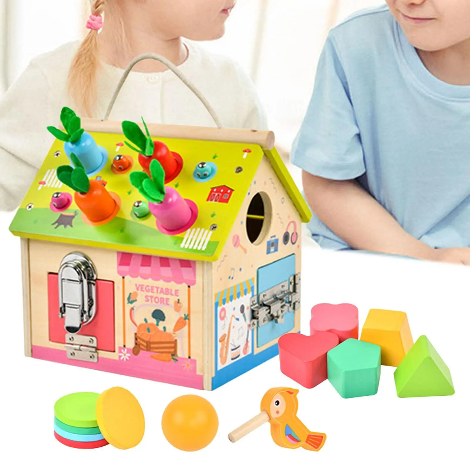 

Wood Busy Activity Center Learning Activity Develops Motor Skills for Infants Ages 1 2 3 Years Old Holiday Gift Girls Boys Child