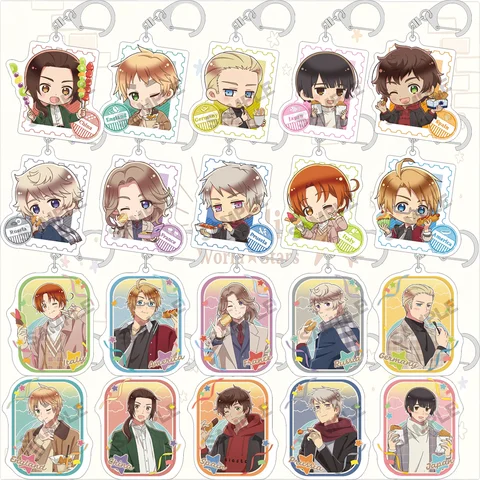 Feliciano Alfred Arthur Hetalia World Stars Keychain, Gourmet Suit Cute Chibi Key Ring, Delicious Food Theme Anime Bag Ornament