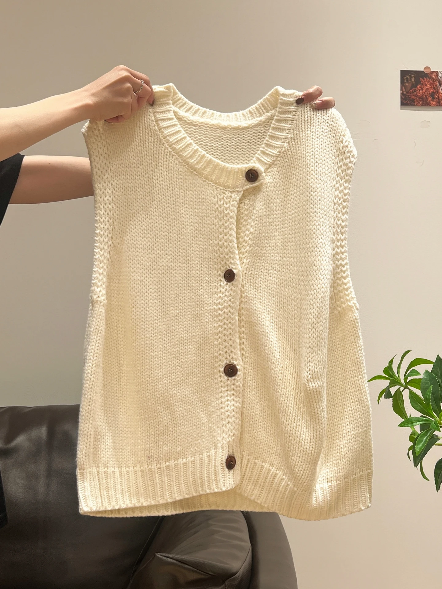 Ele round Ne Svel Gilet lavorato a maglia da donna Vestibilità ampia Autunno Inverno Stratificazione Sle Top casual allentato