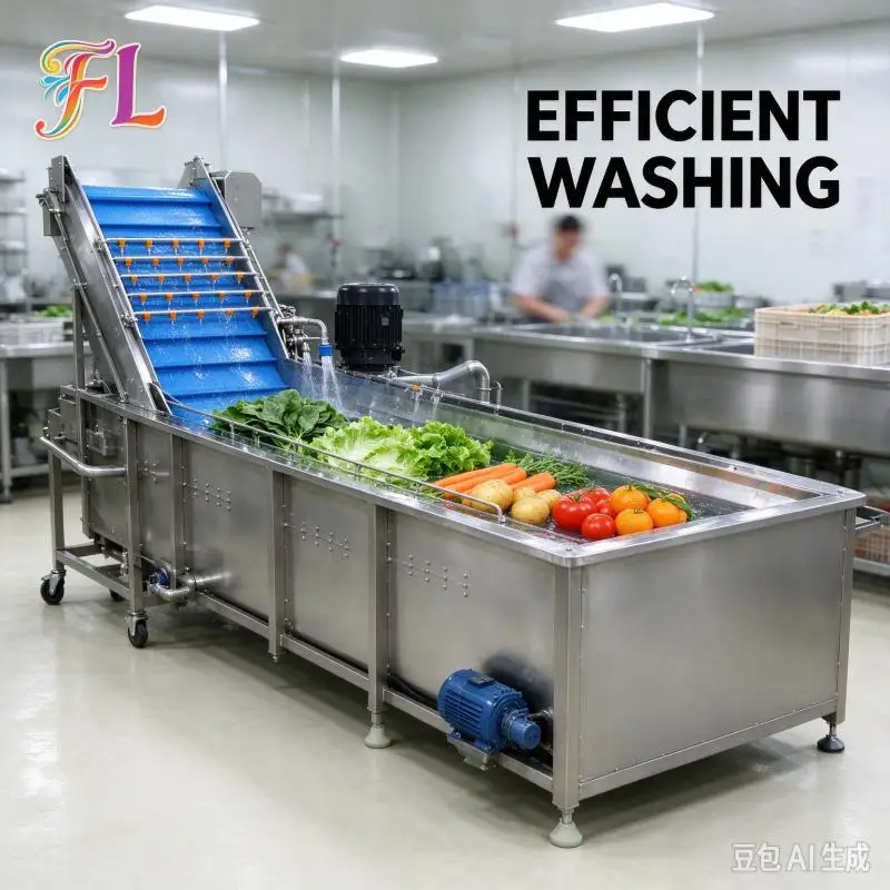 Fruit & Vegetable Washing Machine High Efficiency Bubble Cleaning Machine Adjustable Speed for Fruit Vegetable Bulk Washing