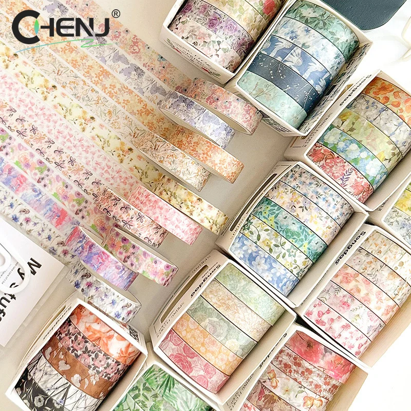 5 Buah Pita Bunga Antik Pita Persediaan Buku Tempel Dekorasi Buku Harian Musim Semi Aksesori Pita Cinta Adhesiva Decorativa