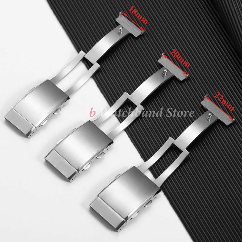 316L الصلبة الفولاذ المقاوم للصدأ مشبك ساعة 18 مللي متر 20 مللي متر 22 مللي متر فاخر قابل للتعديل للطي مشبك أمان استبدال مشبك ساعة نشر