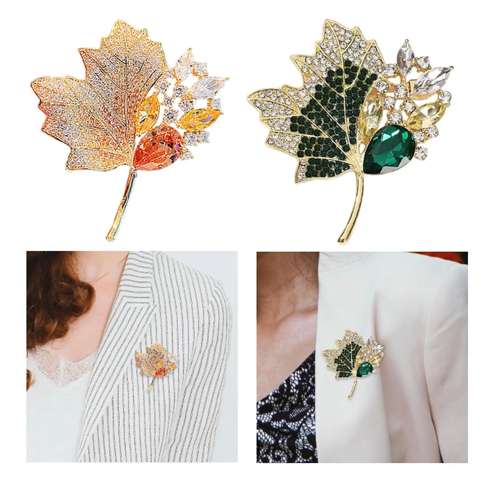 Leaf Brooch Pin for Women Elegant Trendy Lapel Pin for Birthday Wedding Party Clothes Accessories Formal Dress Anniversary Shawl