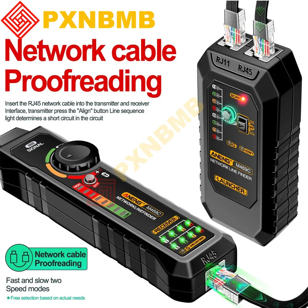 M469A Network Cable Finder RJ45 RJ11 LAN Cable Finder Tester Anti-Interference Testing Instrument Network Repair Tester Tools