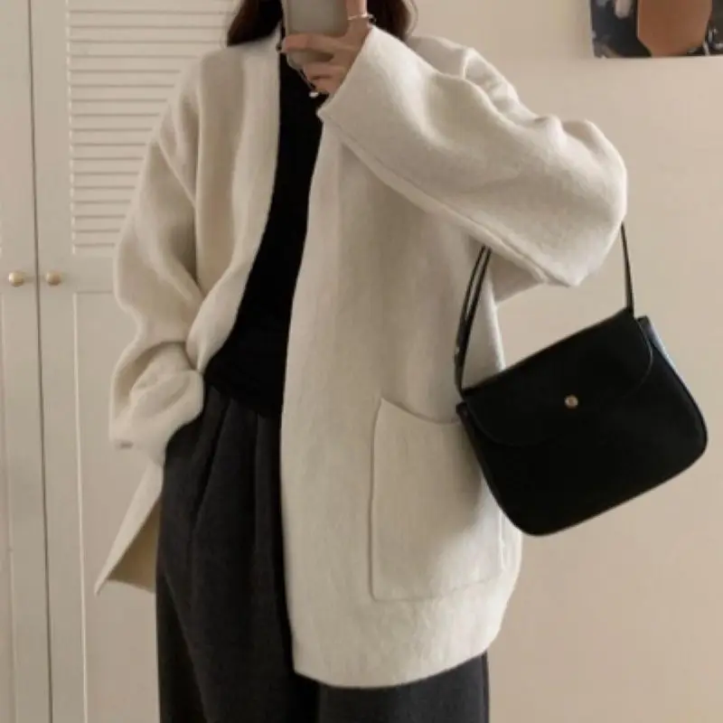 

Вязаный кардиган, мягкая свободная куртка, женская новинка 2026 года, весна-осень, корейский стиль, высококачественный свитер-пальто, женский топ в стиле «ленивый шик»