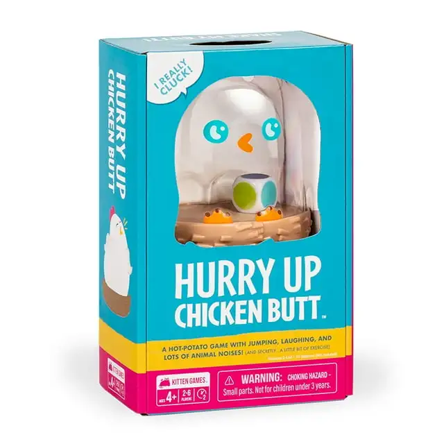 

Hurry Up Chicken Butt 2-6 Players - Ages 4+ - 2 Minutes to Play
