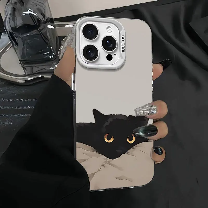 Gato preto dos desenhos animados casal caso de telefone para oppo a15 a16k a17 a37 a38 a57 a58 5g a74 a78 a94 a5 a60 a98 a78 a79 proteger capa traseira