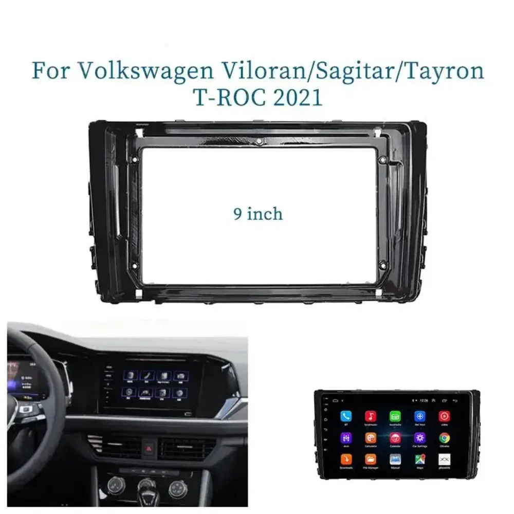 9 Inch  Android Dash Fitting Panel Kit Car Radio DVD Player Fascias Frame For Volkswagen Viloran Sagitar Tayron T-ROC 2021