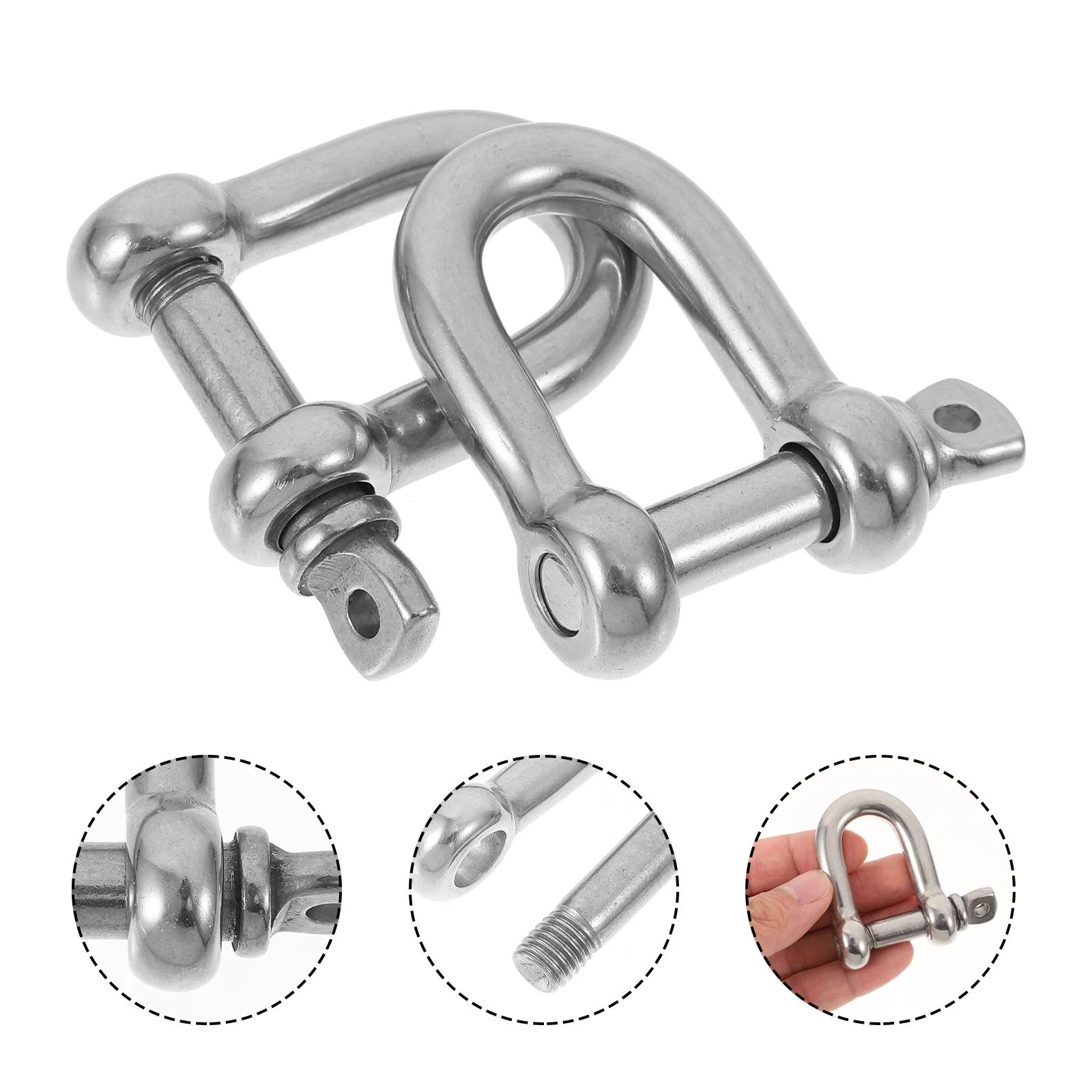 4 Pcs Shackle Tow Winch Shackles Isolator Stainless Steel D-Ring Towing D-Rings Off-Road Heavy