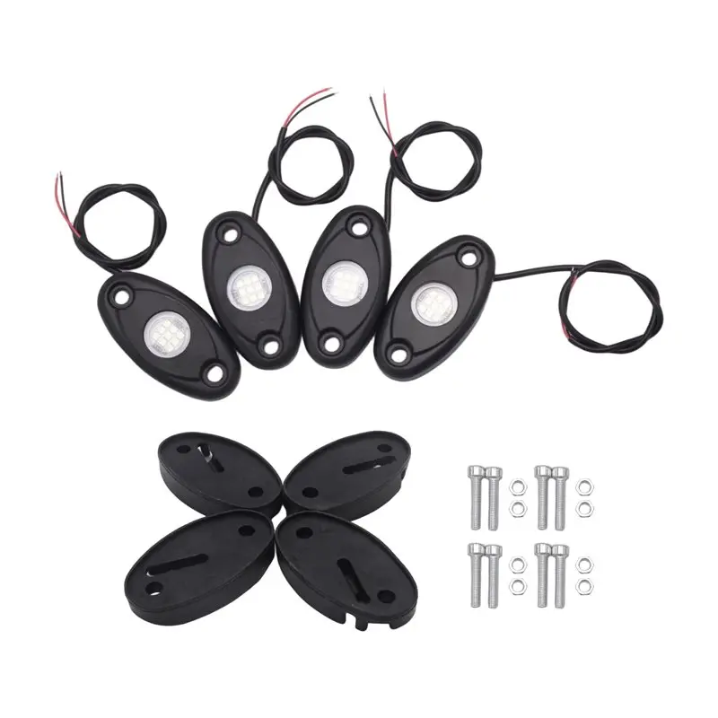 4Pcs 9LED Super Bright Rock Light Kit LED Waterproof LED Neon Underglow Light For Off Road Truck Boat