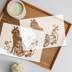 NUBECOM 1pc Cat Flower Painting Templates DIY Animal Patterns Graffiti Stencils Reusable Cat Pattern Decorating Craft Template