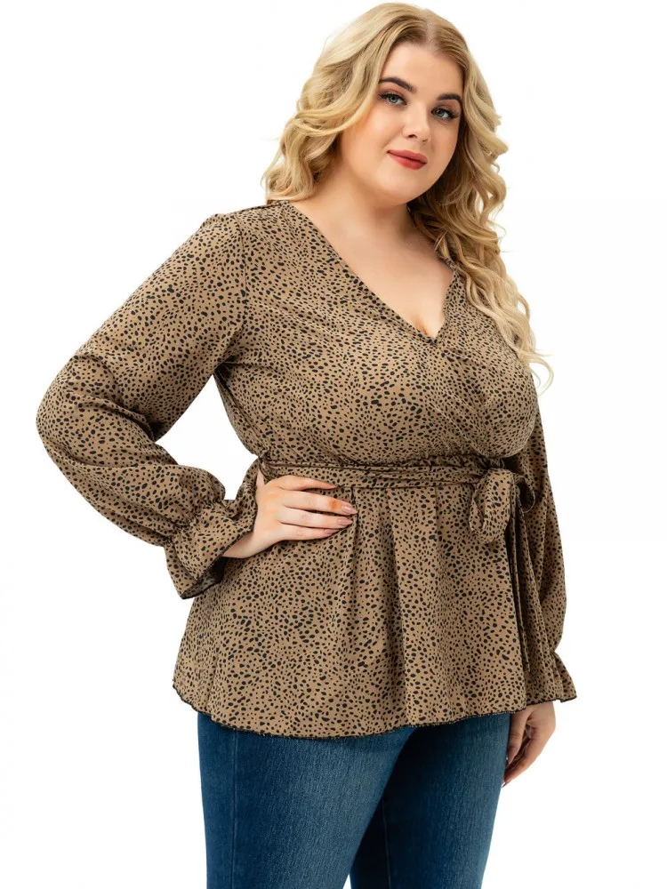 Women's Plus Size XL-4XL Casual Long Sleeve T-shirt Big Size 3XL Flower Print Blouse Top Women Clothing Oversized Spring Summer view 4