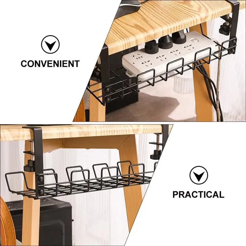 1pc Carbon Steel Socket Storage Rack Under Desk Wire Storage Rack Under Desk Cable Organizer Charging Cable Storage Holder 38cm