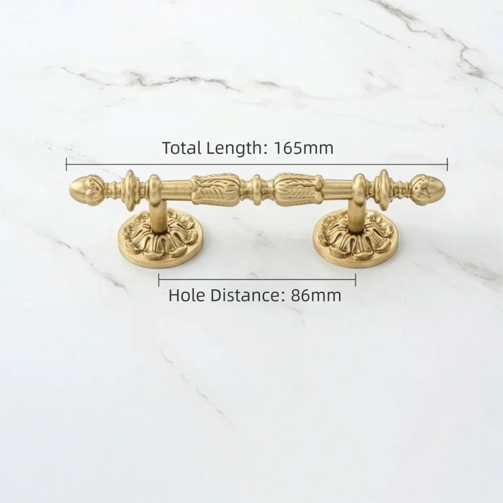 Solid Brass Furniture Handles Brushed Antique Brass Antique Bronze Finish Cabinet Pulls Long Handle Design Single-Hole Mounting