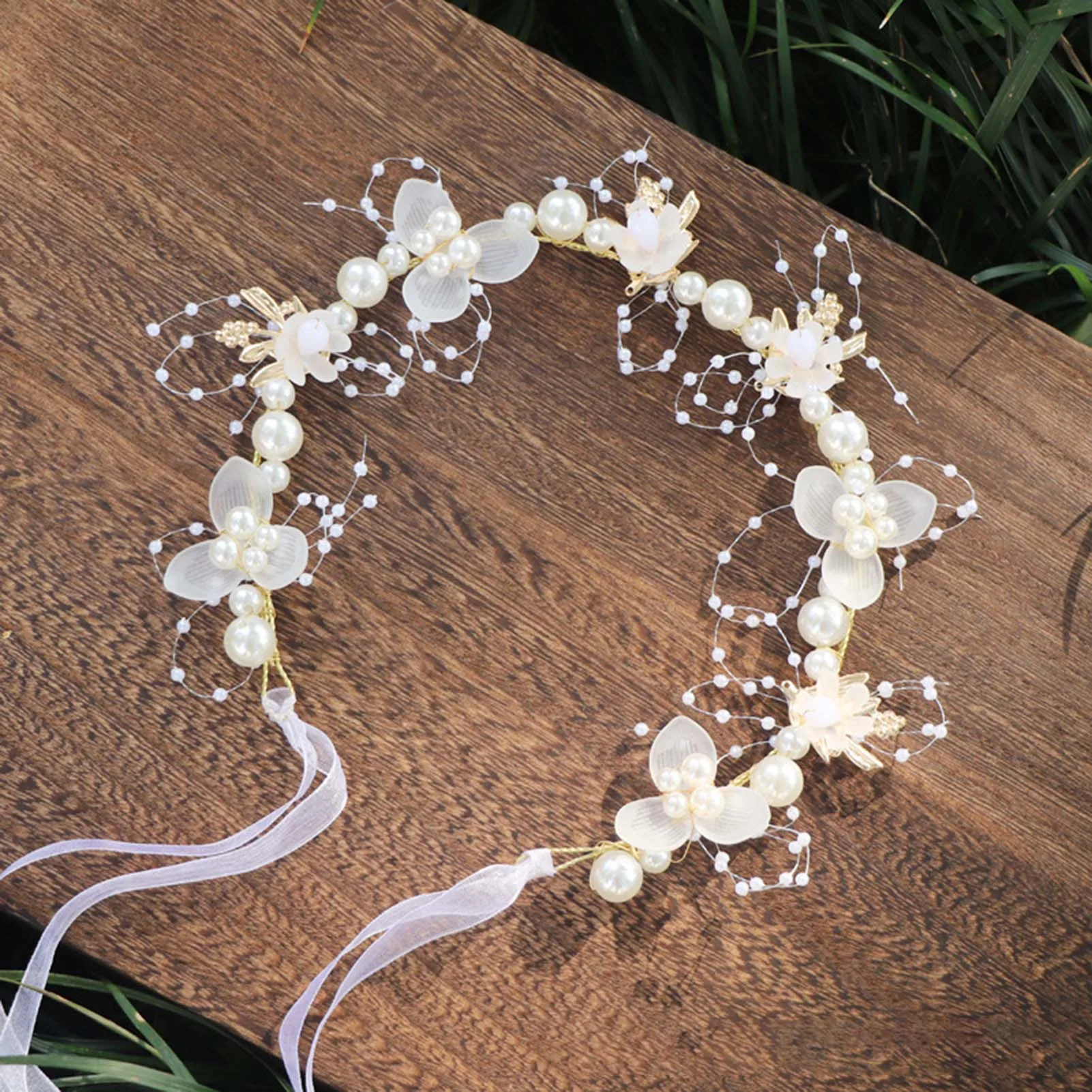 Flower Girls Pearl Headpiece Hair Vine Bridal Accessories Vintage Rustic Headband for Flower Girls Toddler Crown