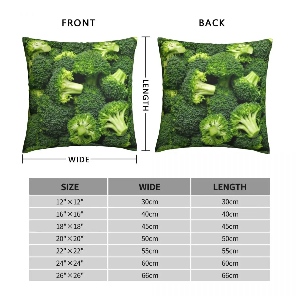 Broccoli Square Pillowcase Polyester Linen Velvet Creative Zip Decor Home Cushion Cover