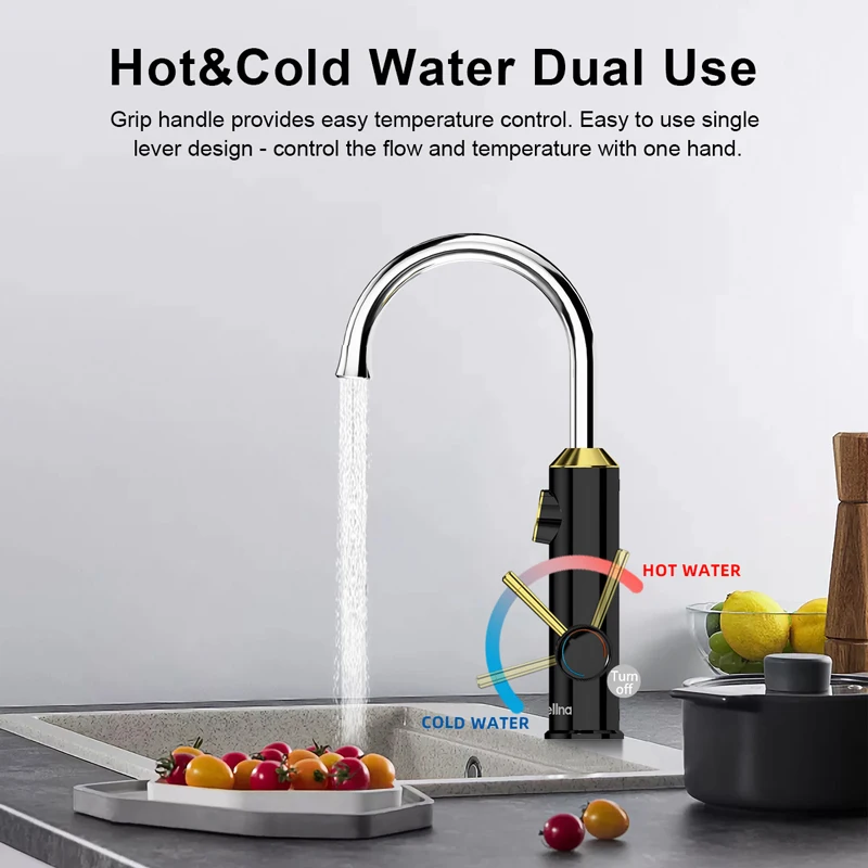 Briwellna Intelligent Water Heater 220V Kitchen Faucet 2 In 1 With Digital Display Electric Geyser Mixer Tankless Water Heater