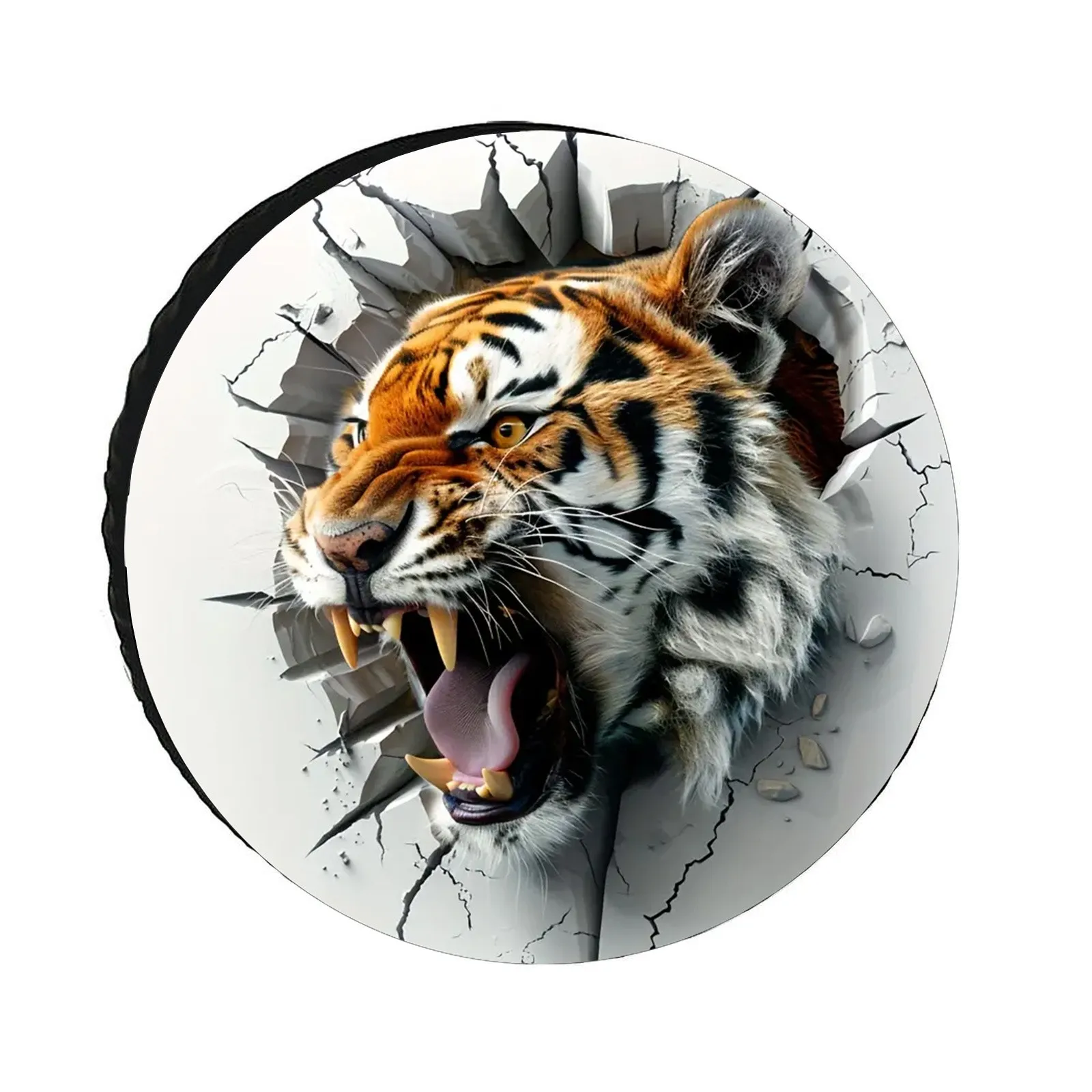

Fierce Tiger Breaking Wall Spare Tire Cover Durable Waterproof Wheel Protector for RV Trailer
