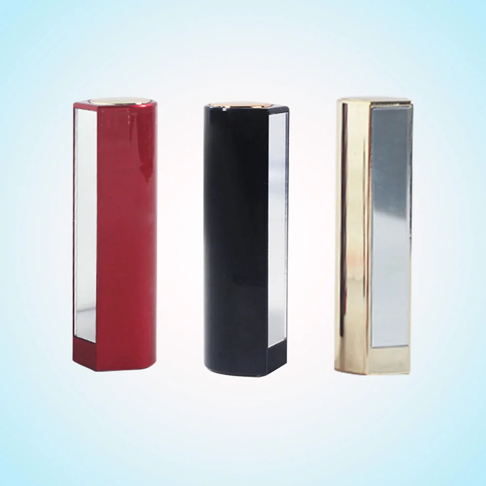 3Pcs 12.1mm Empty Lip Balm Containers with Mirror Easy Push Wheel Dispenser Reusable Lipstick Tube for on The Go