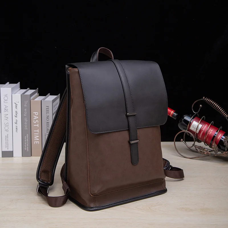 Korean shoulder bag men's leather fashion travel bag leisure men's bag fashion retro computer backpack