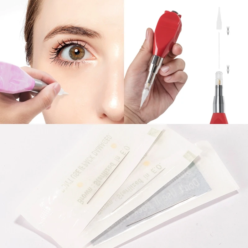 500pcs/box Vietnam Tank Tattoo Machine Pen 35mm 1R Needles Semi Permanent Makeup Eyebrow Lips Embroidery Needles Tattoo Tools