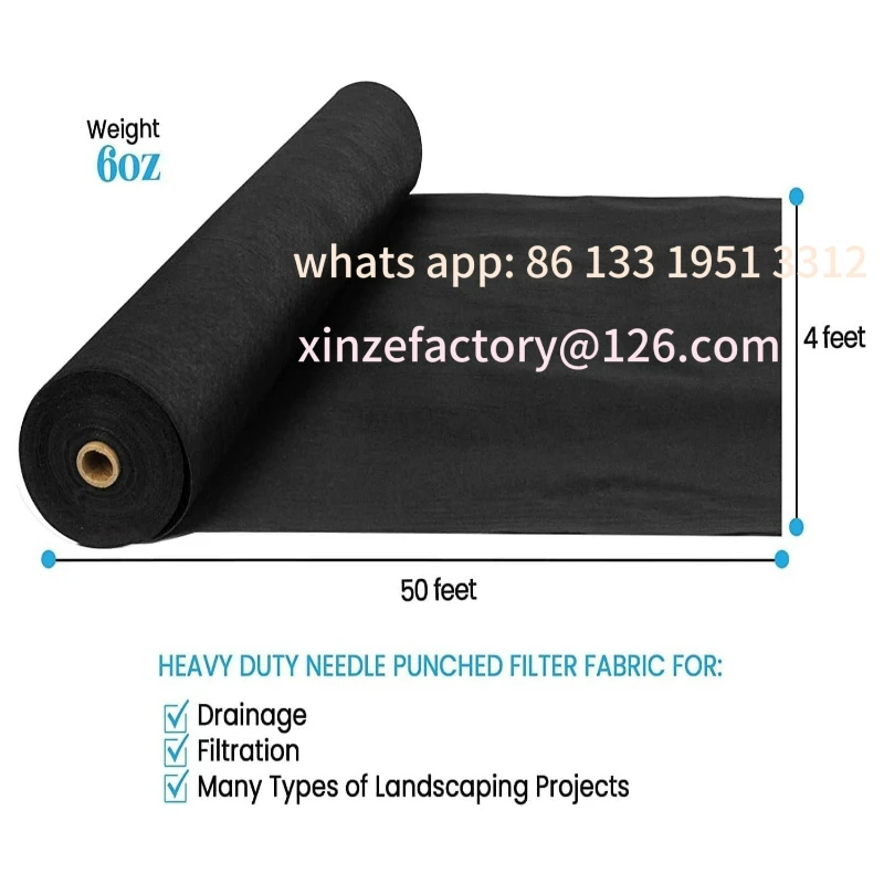 

Customizable 4ft x 50ft & 6oz Geotextile Fabric, Geotextile Landscape, PP Drainage 350N Tensile Strength & 440N Load Capacity
