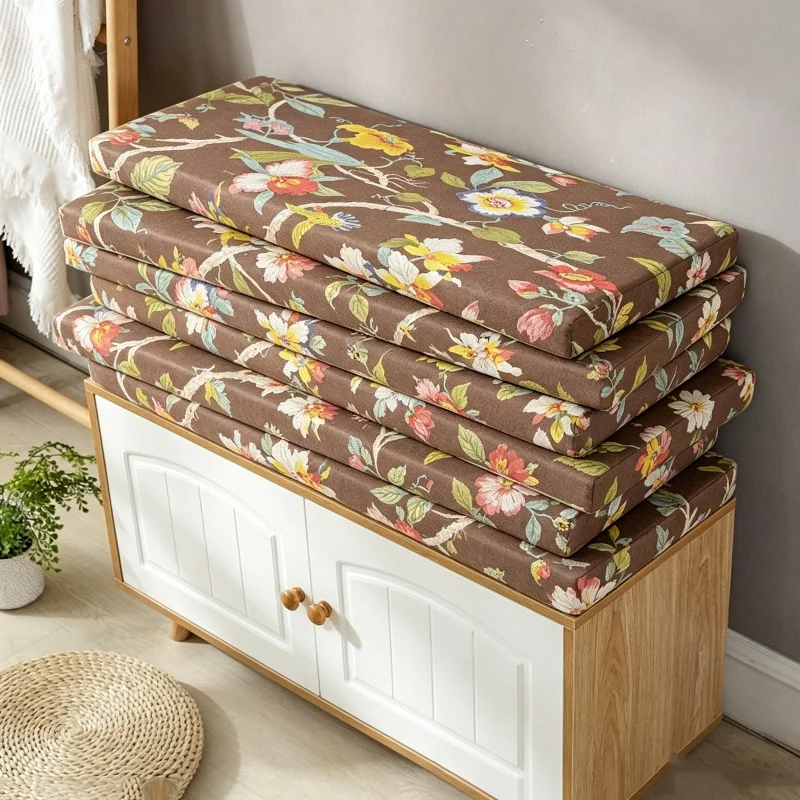 Printed Cotton Linen Window Cushion Pad for Garden Seat Swing Backseat Custom Bench Cushions Livingroom Chair Seat Sofa Cushion